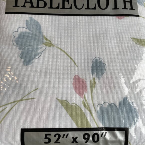 Carnation Home Fashions Floral Vinyl Flannelback Tablecloth 52x90 Oblong Pastel - Picture 2 of 4